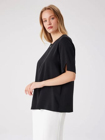 Gizli Fermuarlı Kısa Kol Şık Tunik W27TNK006
