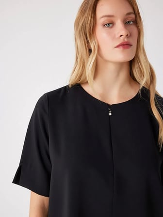 Gizli Fermuarlı Kısa Kol Şık Tunik W27TNK006