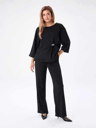 Beli Broş Detaylı 3/4 Kol Örme Tunik W27TNK012