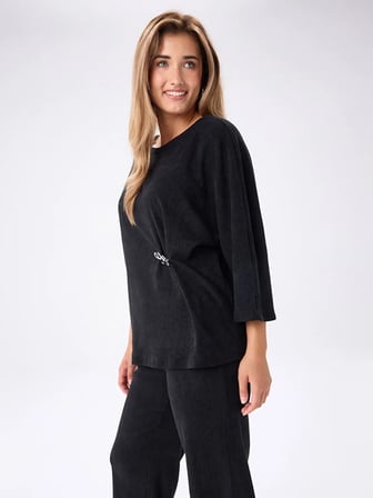 Beli Broş Detaylı 3/4 Kol Örme Tunik W27TNK012