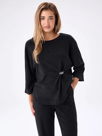 Beli Broş Detaylı 3/4 Kol Örme Tunik W27TNK012