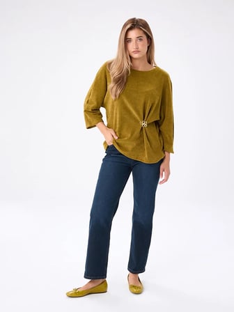 Beli Broş Detaylı 3/4 Kol Örme Tunik W27TNK012