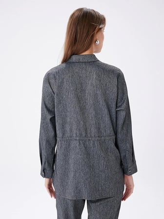 Beli Tünelli Özel Düğme Detaylı Overshırt Tunik W27TNK015