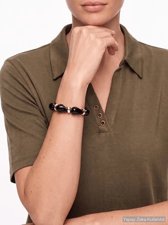 Gold Detaylı Taş Bileklik W27BLK002