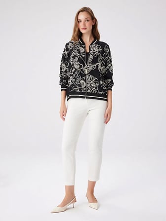Çiçek Desen Nakışlı Bomber Ceket W27BMB002