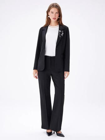 İğne Ve Broş Detaylı Örme Blazer Ceket W27CKT019