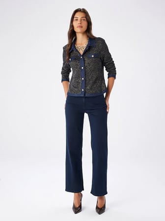 Denim Garnili Simli Örme Track Ceket W27CKT032