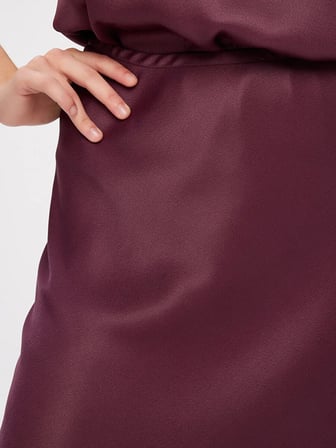 Beli Lastikli İpek Tuşeli Uzun Etek W27ETK003