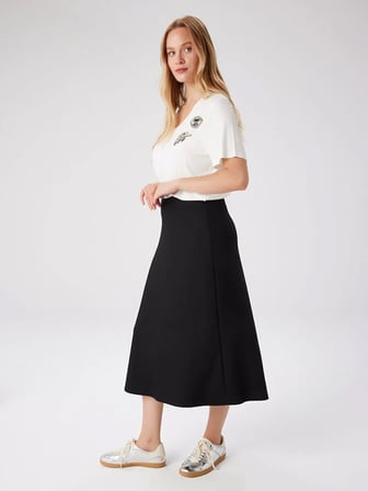 Beli Simli Lastikli Verev Örme Etek W27ETK005