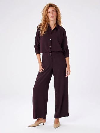 Kendinden Dokulu Şönil Wıde Leg Fıt Pantolon W27PNT007