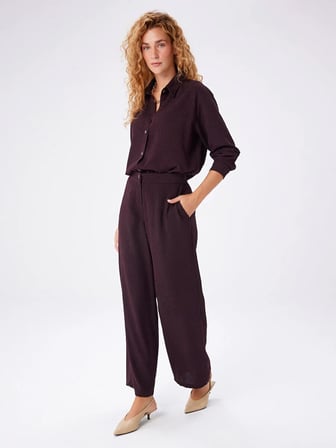 Kendinden Dokulu Şönil Wıde Leg Fıt Pantolon W27PNT007