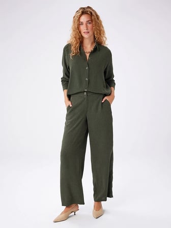 Kendinden Dokulu Şönil Wıde Leg Fıt Pantolon W27PNT007