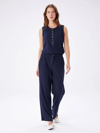 Wıde Leg Fıt Kaşkorse Örme Pantolon W27PNT019