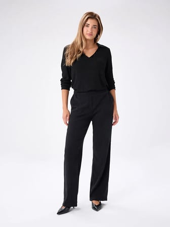 Beli Lastikli Kendinden Dokulu Wıde Leg Fıt Örme Pantolon W27PNT025