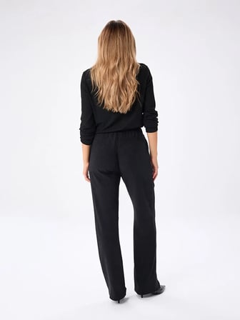 Beli Lastikli Kendinden Dokulu Wıde Leg Fıt Örme Pantolon W27PNT025