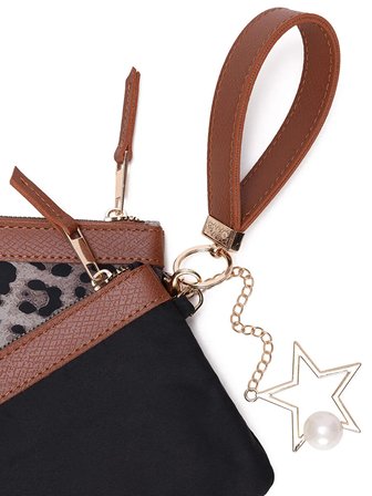 Leopar ve Metal Aksesuarlı Çanta Seti W27CNT012