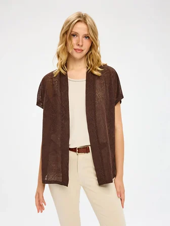 Resort Desenli Örme Yelek Kimono S26KMN008