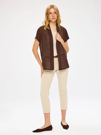 Resort Desenli Örme Yelek Kimono S26KMN008