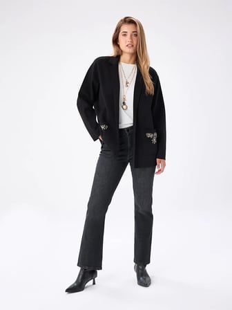 Cebi Boncuk Nakış Detaylı Triko Blazer Ceket W27TRH005