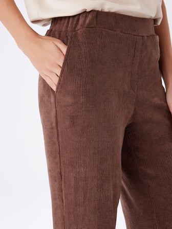 Beli Lastikli Kendinden Dokulu Wıde Leg Fıt Örme Pantolon W27PNT025