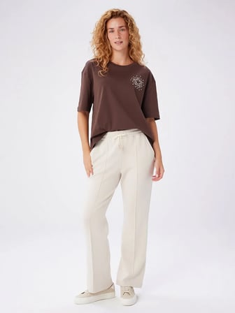 Relax Önü Dikiş Detaylı Wide Leg Fit Örme Pantolon W27PNT034