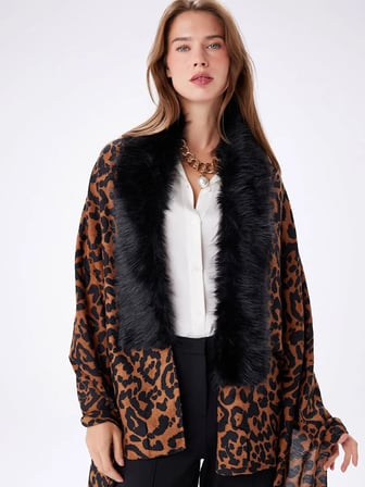 Kürklü Leopar Desen Panço W27PNC003