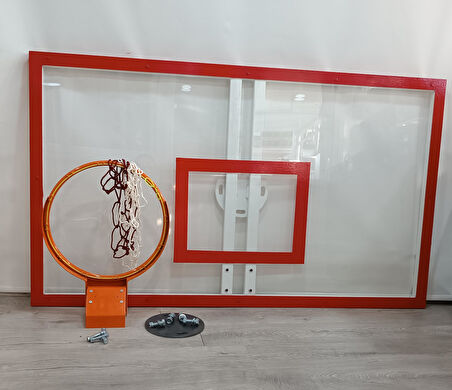 Mia Basketbol Panya Seti Yaylı Çember 105*180 8 mm Solid Polikarbon Panya
