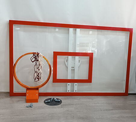Mia Basketbol Panya Seti Yaylı Çember 105*180 8 mm Solid Polikarbon Panya