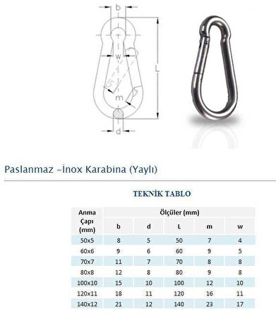 Adelinspor Vidalı Karabina 11*120 MM 10 lu Paket