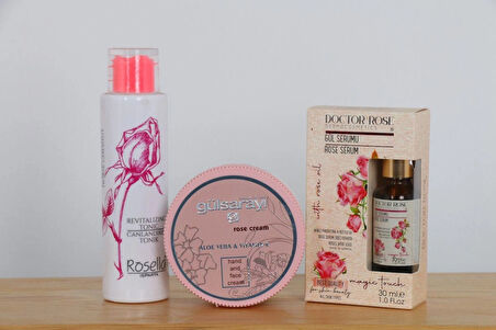 Gül Kremi̇ 250 Ml+ Canlandırıcı Toni̇k 225 Ml +gül Serumu 30 Ml 3 'lü
