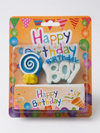 Mum Mavi Birthday Boy Şekerli Doğum Günü Pasta Mumu Çocuk Parti ve Kutlama Süsü