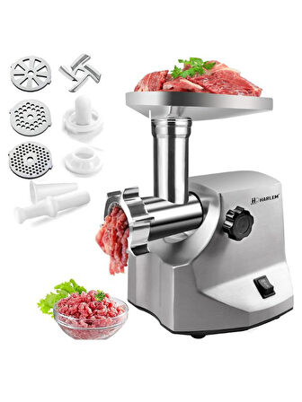 Harlem Pro Force Meat Grinder 3000 W Et Kıyma Makinesi, Sucuk, Sosis, İçli Köfte Aparatlı