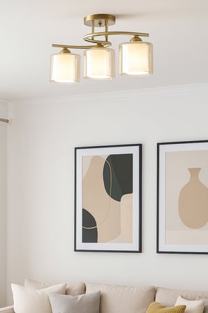 Dekoratif Modern Eskitme Bal Çift Camlı 3'lü Fuji Avize