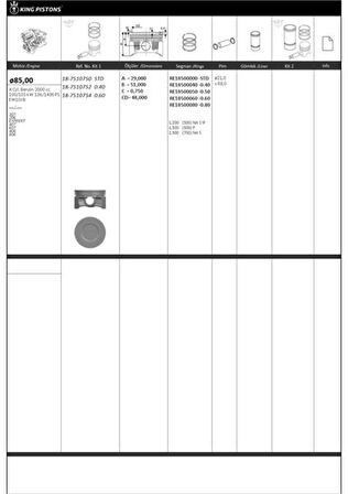 Psa Piston + Segman 85mm +0.40mm ( Riken Segmanlı ) 307*206*expeert*407*607*406*806* Ew10j B Engine - Kingpiston 18-7510752