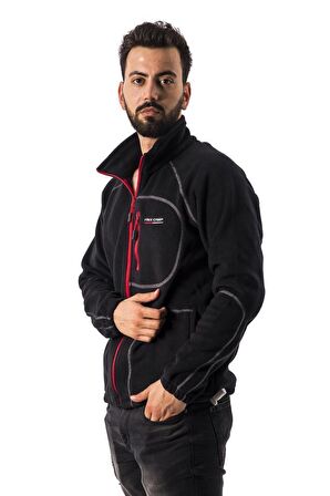 Freecamp Man Full Zipper Fleece-SİYAH-KIRMIZI