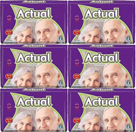 Actual Belbantlı Büyük Boy L 30'lu 6 Adet Hasta Bezi