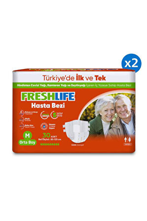 2'li Freshlife Medium Yetişkin Hasta Bezi 30x2 (60 Adet)