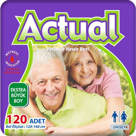 4'lü Actual Xlarge Beden Extra Büyük Boy Yetişkin Hasta Bezi 30x4 (120 Adet)