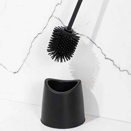 Porsima SB-776 Silikon Wc Tuvalet Banyo Fırçası Klozet Fırçası Siyah