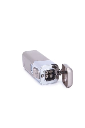 4 Torch Bej-Gümüş Metal Puro Çakmağı - TR7331