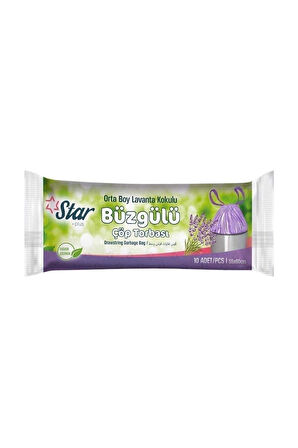 Star Plus Büzgülü Çöp Torbası Orta Boy 120 Gr. 55x60 Cm.  Lavanta - Limon - Çilek Kokulu (3 Rulo 30 Adet)