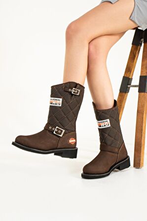 Harley Davidson Brown Hakiki Deri Kadın Bot & Bootie HD0777005303