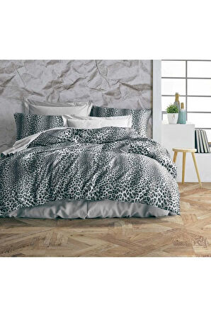 Çift Kişilik Ranforce (kumaş) Nevresim Çarşaf Takımı Leopar Desen
