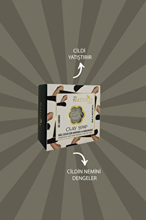 Natural Kil Sabun Yağlı Ciltler İçin Arındırıcı Nemlendirici Siyah Nokta Karşıtı Doğal Clay Soap