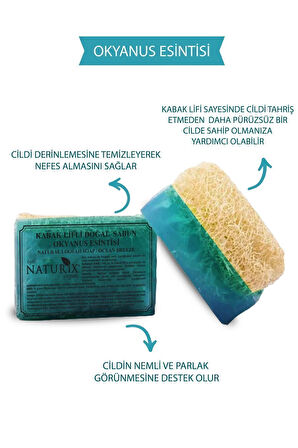 Doğal Kabak Lifli Okyanus Esintisi Sabun Mineralli Nemlendirici Peeling Etkili Ocean Soap 130 Gr