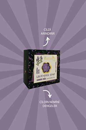 Natural Lavantalı Sabun Arındırıcı Akne Kurutucu Onarıcı Cilt Ve Saç İçin %100 Doğal Lavender Soap