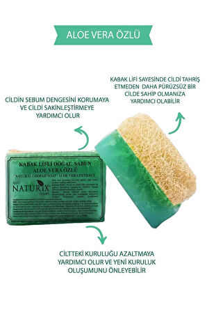 Doğal Kabak Lifli Aloe Vera Özlü Sabun Kuru Ciltler Için Nemlendirici Akne Kurutucu Natural Soap