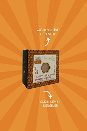 Natural Ballı Sütlü Sabun Peeling Etkili Nemlendirici Ve Besleyici %100 Doğal Honey Milk Soap 125 Gr