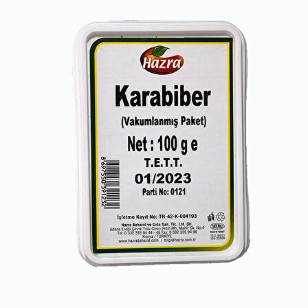 Hazra Karabiber Vakumlanmış Paket 100 g e