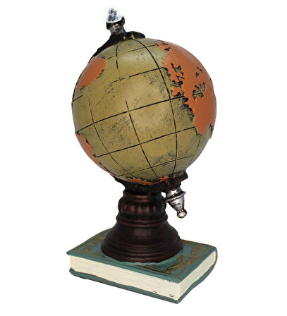 Dünya Küre Masa Saati  Dekoratif Biblo